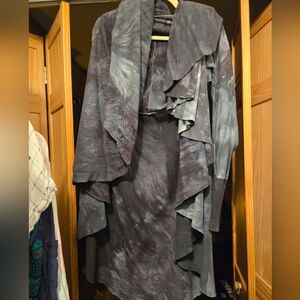 Sinew Moon strange shadows full length hemp cardigan blue storm